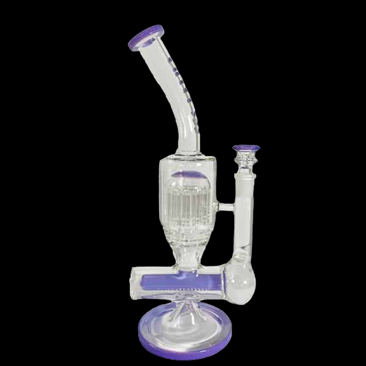 GILI GLASS INLINE WATER PIPE PURPLE WITH TREE PERC 13.5