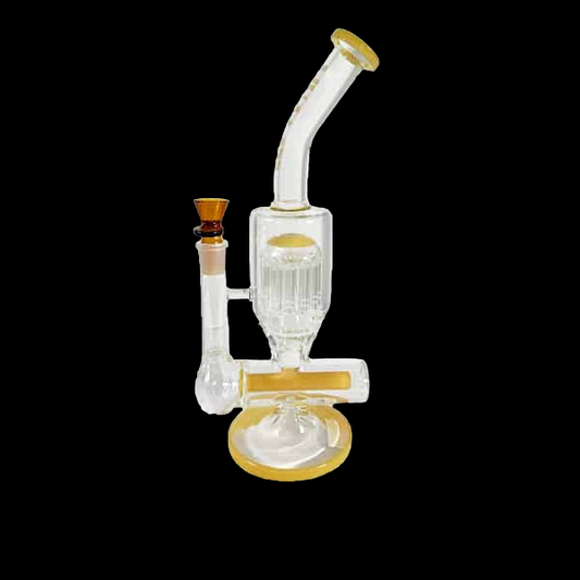 GILI GLASS INLINE WATER PIPE AMBER WITH TREE PERC 13.5