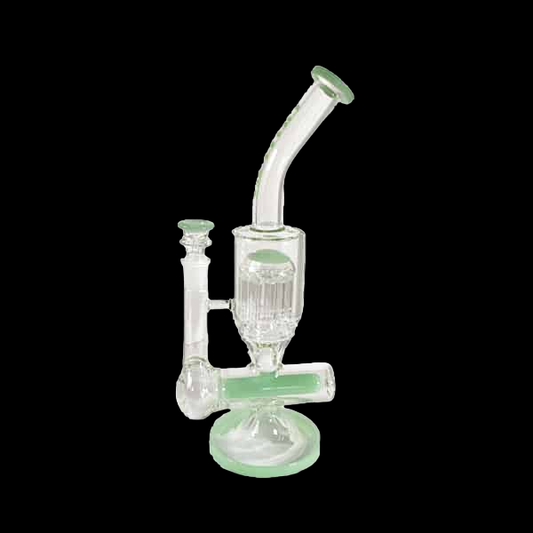 GILI GLASS INLINE WATER PIPE GREEN WITH TREE PERC 13.5