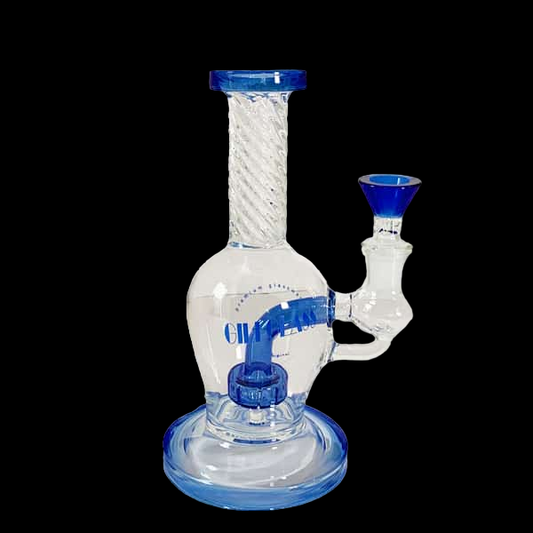 GILI GLASS RIG BLUE W/TWISTED NECK AND SHOWER CAP PERC 7
