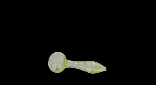 OUTSIDE HAND PIPE CLEAR YELLOW TINT WITH WHITE STRIPE 3 INCH
